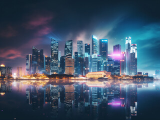Obraz premium Abstracted cityscape offers a captivating glimpse of urban life