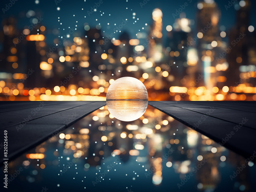 Poster cityscape backdrop: bokeh with circular light pattern