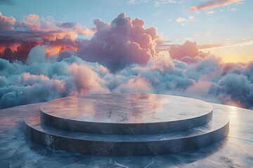 Modern and adaptable, the 3D podium with a striking neon effect creates a futuristic and vibrant image, perfect for displaying products or awards in a contemporary setting