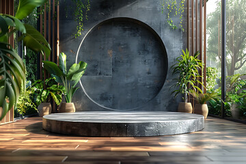 Modern and adaptable, the 3D podium with a striking neon effect creates a futuristic and vibrant image, perfect for displaying products or awards in a modern setting