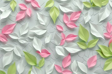 White, pink and lime green leaves.