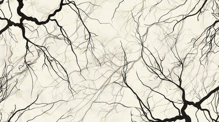 Obraz premium Abstract intricate black branches pattern on a light background creating an organic network-like structure resembling neural connections or tree roots.
