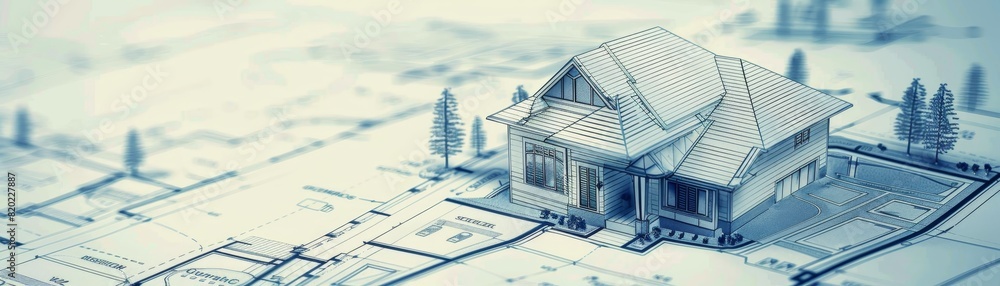 Poster architectural blueprint of an elegant house showcasing detailed design plans and structural layout w