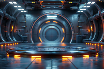 Modern and adaptable, the 3D podium with a striking neon effect creates a futuristic and vibrant image, perfect for displaying products or awards in a modern setting