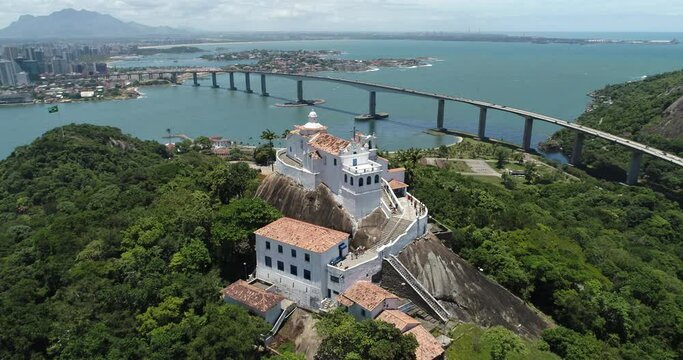 Aerial view of Convento de Nossa Senhora da Penha - Vila Velha, Esp&iacute;rito Santo, Brazil