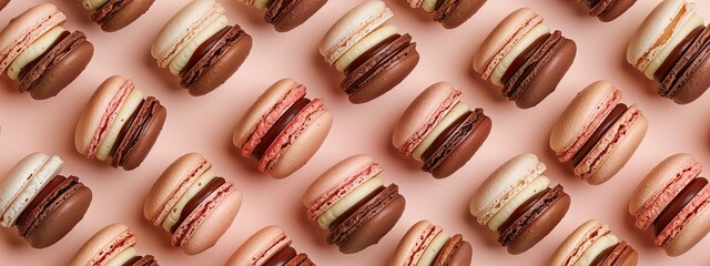 Fototapeta premium top view of macaroons. Selective focus