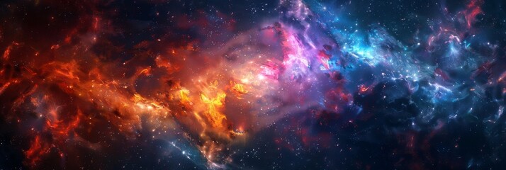 Naklejka premium Universe abstract background, colorful space galaxy clouds nebula, stary cosmos, universe wallpaper