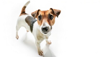 Jack Russell terrier - Canis lupus familiaris - is a British breed of small terrier and an energetic breed that rely on a high level of exercise and stimulation. isolated on white background