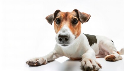 Jack Russell terrier - Canis lupus familiaris - is a British breed of small terrier and an energetic breed that rely on a high level of exercise and stimulation. isolated on white background