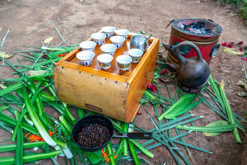 Ethiopia, traditional equipment for coffee preparation in South Ethiopia