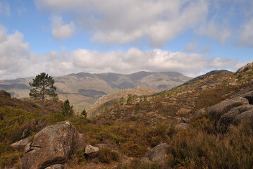 Gerês mountain landscape located in Portugal with spring morning atmosphere