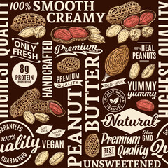 Typographic vector peanut butter seamless pattern or background