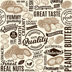 Typographic vector peanut butter seamless pattern or background