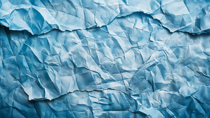 Fototapeta premium Blue wrinkled paper template, Background of blue empty wrinkled paper, Blue creased paper background texture, Wrinkled paper