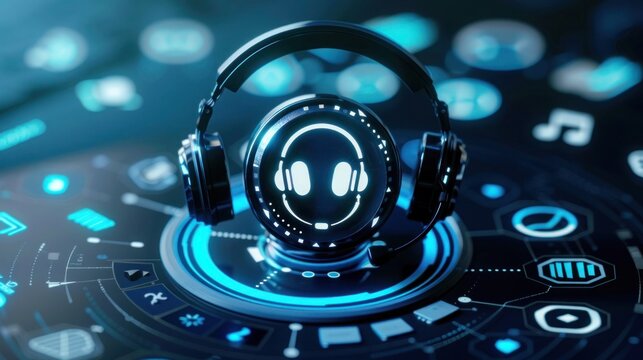 customer service support with communication icon technology concept. call center Business technology button on virtual screen