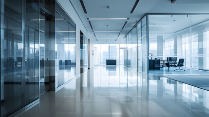 Minimalist open-plan office with sleek designs.
