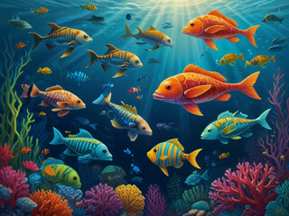 A whimsical underwater scene vector illustration