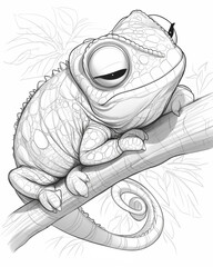 Coloring book for children, coloring animal, chameleon.