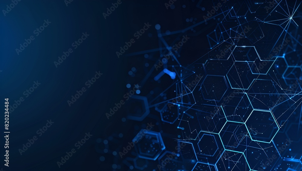 Poster abstract technology background with a hexagon pattern and connection lines, depicting a digital netw