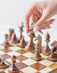 The person making the move in a chess match moves the piece with her hand