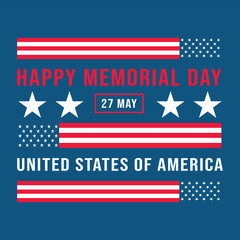 
Memorial Day. May 27, 2024. Happy Memorial Day 27 June United States Of America. Usa American Flag Happy Memorial Day text Quotes New Design For Backround, banner, poster, vector illustration..