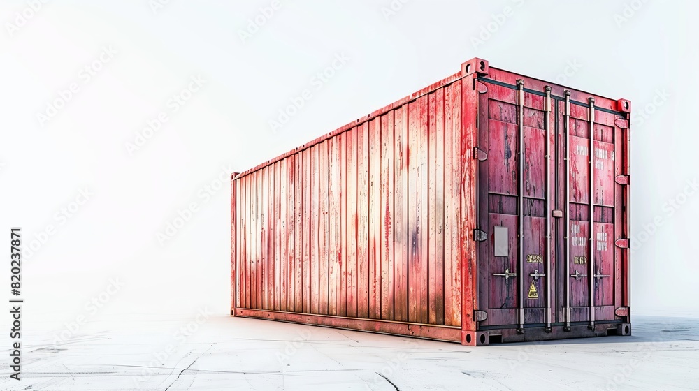 Sticker a container cargo box on a white background, symbolizing global business company logistics for impor