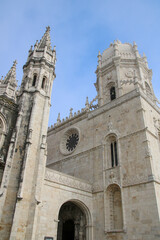 Fototapeta premium Mosteiro dos Jerónimos de Santa Maria de Belém, It is a former monastery of the Order of Saint Jerome and is located in the Belén neighborhood, and Igreja de Santa Maria de Belém in Lisbon, Portugal.