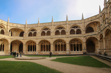 Fototapeta premium Mosteiro dos Jerónimos de Santa Maria de Belém, It is a former monastery of the Order of Saint Jerome and is located in the Belén neighborhood, and Igreja de Santa Maria de Belém in Lisbon, Portugal.