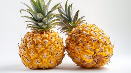 Sunlit Yellow Pineapple, Ripe and Textured, on a Flawless White Ground