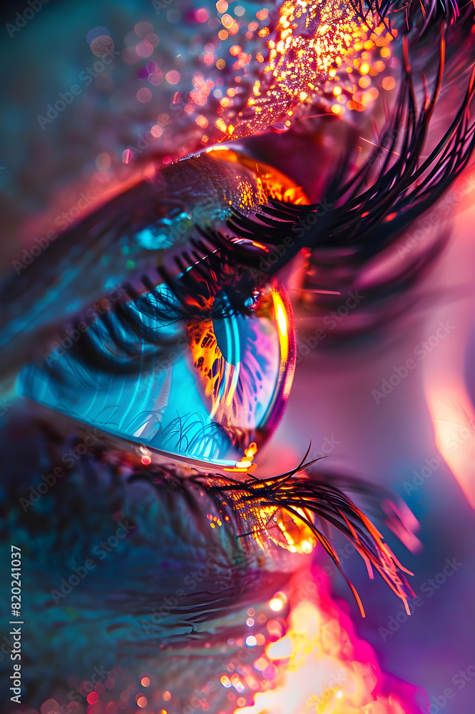 Wall mural futuristic augmented neon eye