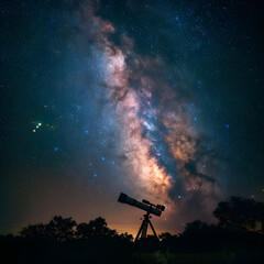 Stargazing Adventure: A Tranquil Night Under the Shimmering Sky and Enchanting Milky Way Galaxy