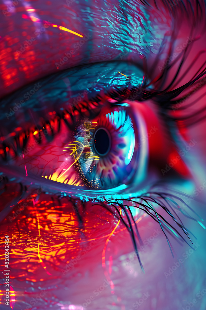 Poster futuristic augmented neon eye