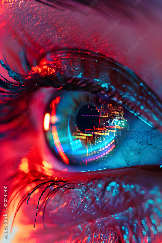 Poster futuristic augmented neon eye