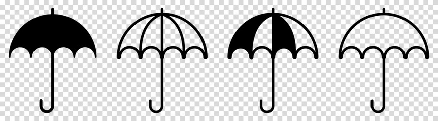 Umbrella icons set. Protection parasol symbol. Vector illustration isolated on transparent background © Mariia