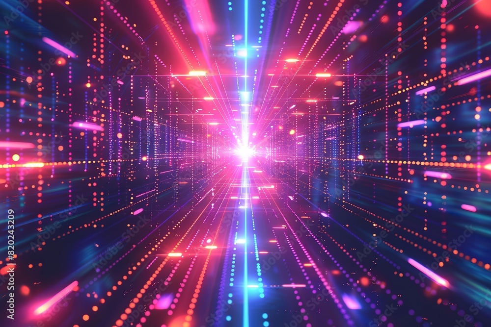 Poster abstract background with digital lines and glowing dots