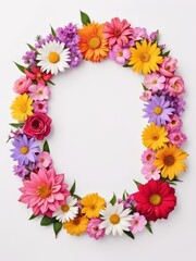 Obraz premium A vibrant square frame composed entirely of colorful flowers. Perfect for framing photographs, invitations, greetings cards or any other creative project.