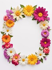 Obraz premium A vibrant square frame composed entirely of colorful flowers. Perfect for framing photographs, invitations, greetings cards or any other creative project.