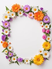 A vibrant square frame composed entirely of colorful flowers. Perfect for framing photographs, invitations, greetings cards or any other creative project.