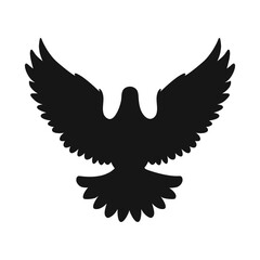 Vector illustration, silhouette dove Logo Template, isolated on white background