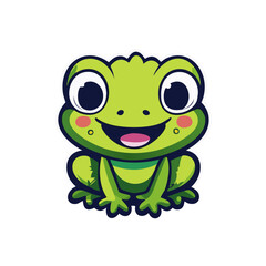 Vector illustration of cute frog cartoon.