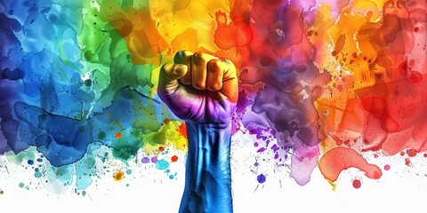 Pride fist lgbt gay rainbow hand lgbtq flag day fight. 