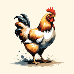  Watercolor Painting Of Rooster Chicken