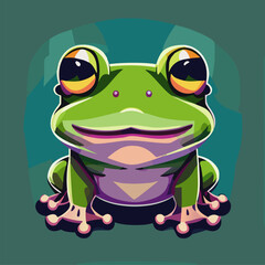 Obraz premium Vector illustration of cute frog cartoon.