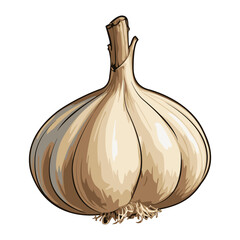 sticker with a stylised garlic image