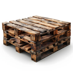 Stack of wooden pallets isolated on white isolated on white background, realistic, png

