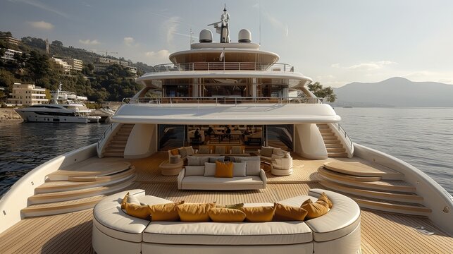Opulent yachting  friends savoring champagne on luxurious deck with scenic views