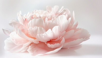 A detailed image capturing the beauty of a pink peony flower set against a plain white background
