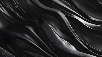 3d render Abstract black wave on dark background. Premium black wave papercut background design...