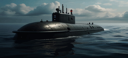 A submarine above water.