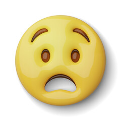 Fototapeta premium 3D shocked face emoji with shadow, alpha channel PNG 